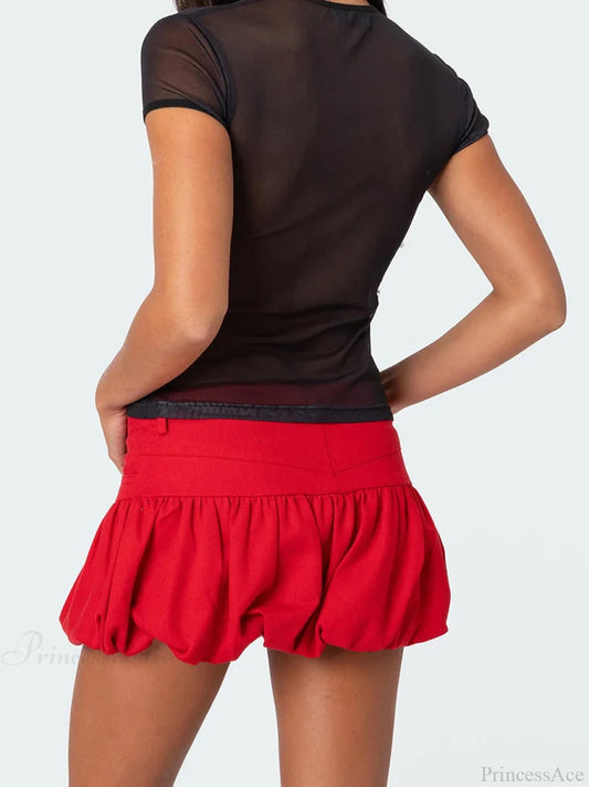 Denim Bubble Low Rise Skirt skirts-250223