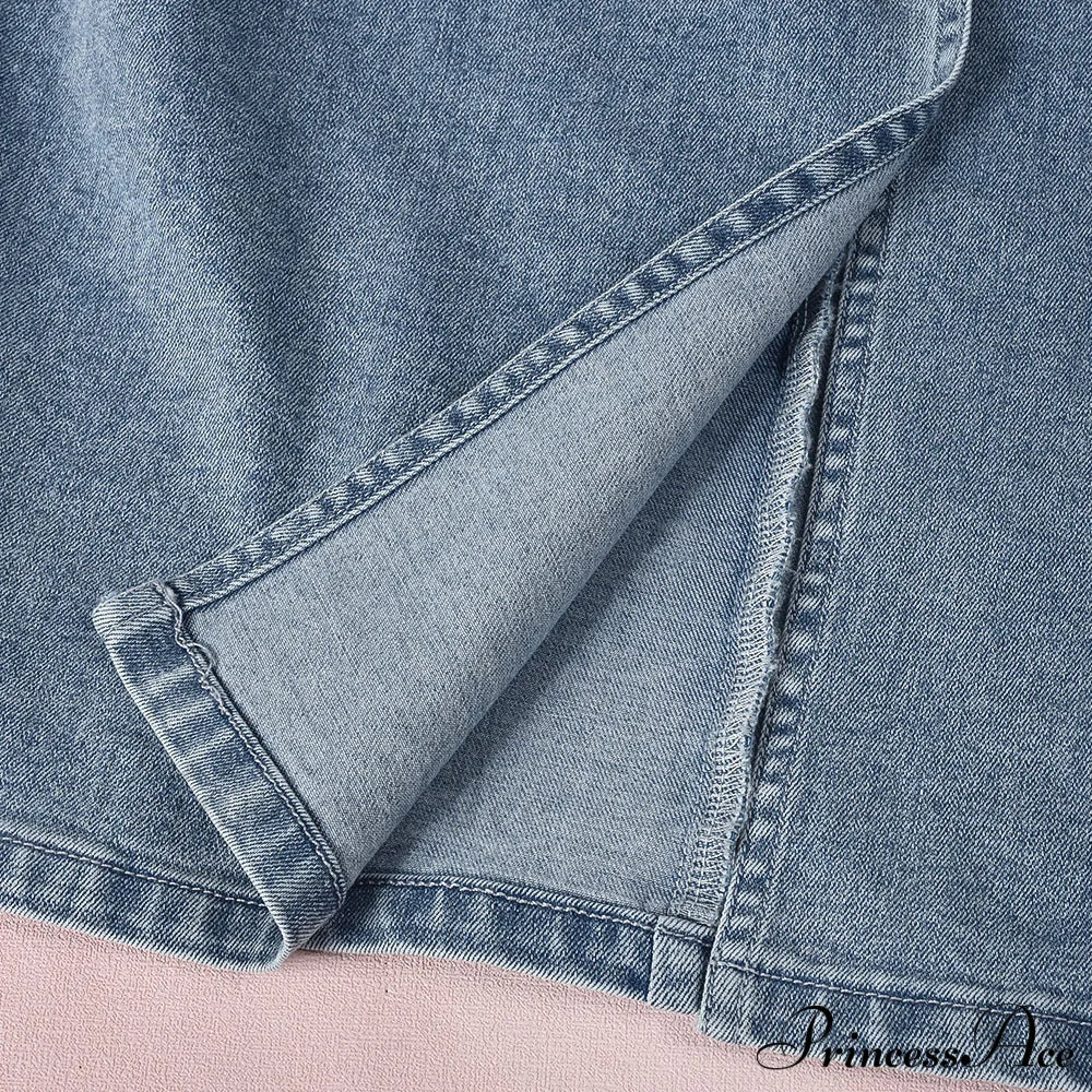 Denim Dreams Stylish Lace-Up Mini Dress Casual Dresses