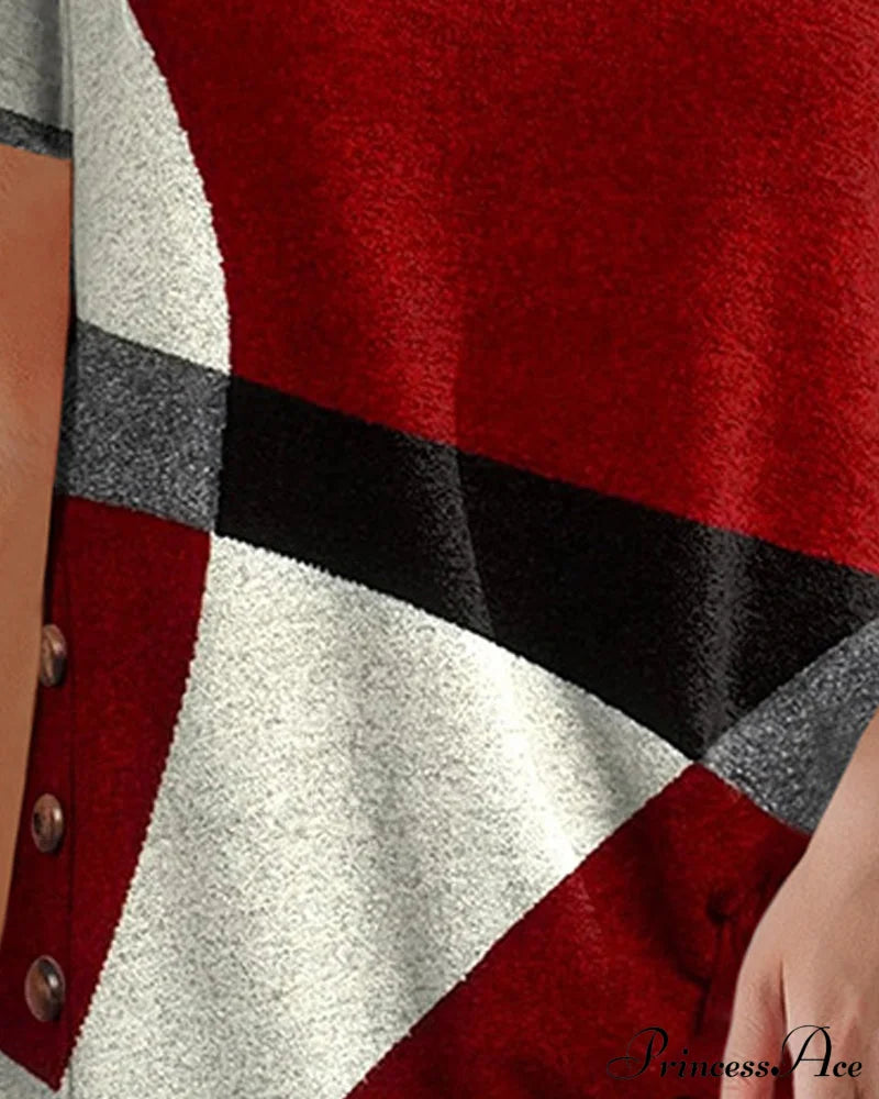 Design Geometric Contrast T-Shirt T-Shirts