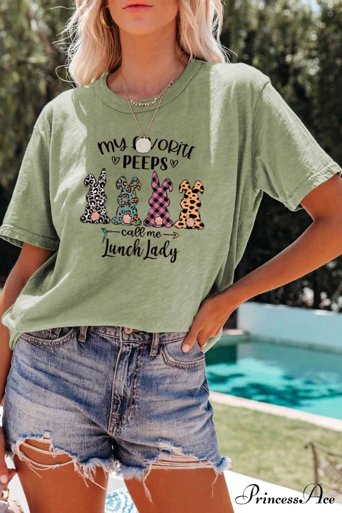 Design Graphic Rabbit T-Shirt Olive Green / S Tees