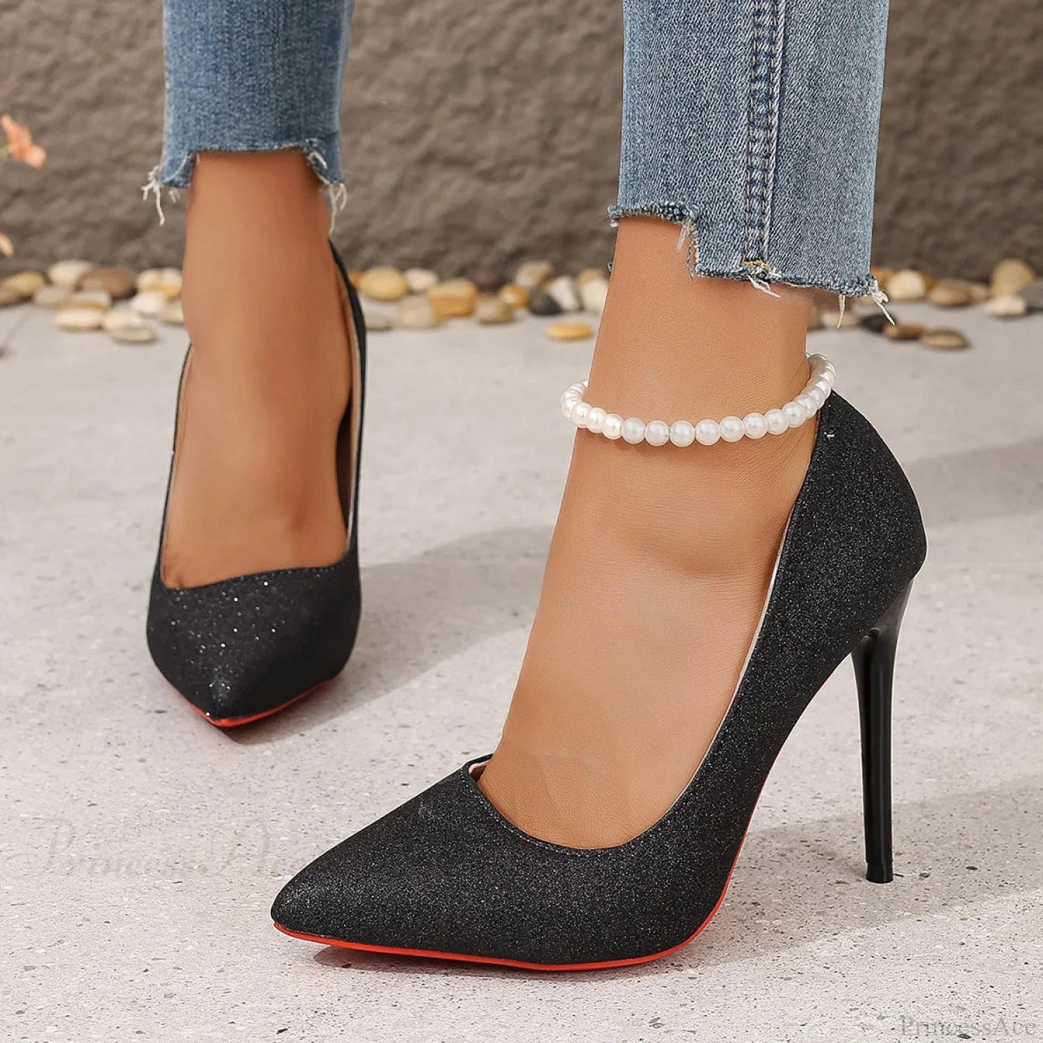 Designer Pointed Toe Red Bottom Sexy Party Pumps Women High Heels Plus Size Zapatos De Mujer Heel