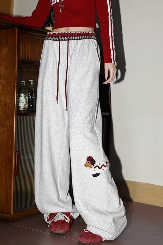 Print Loose Straight Leg Sweat Pants