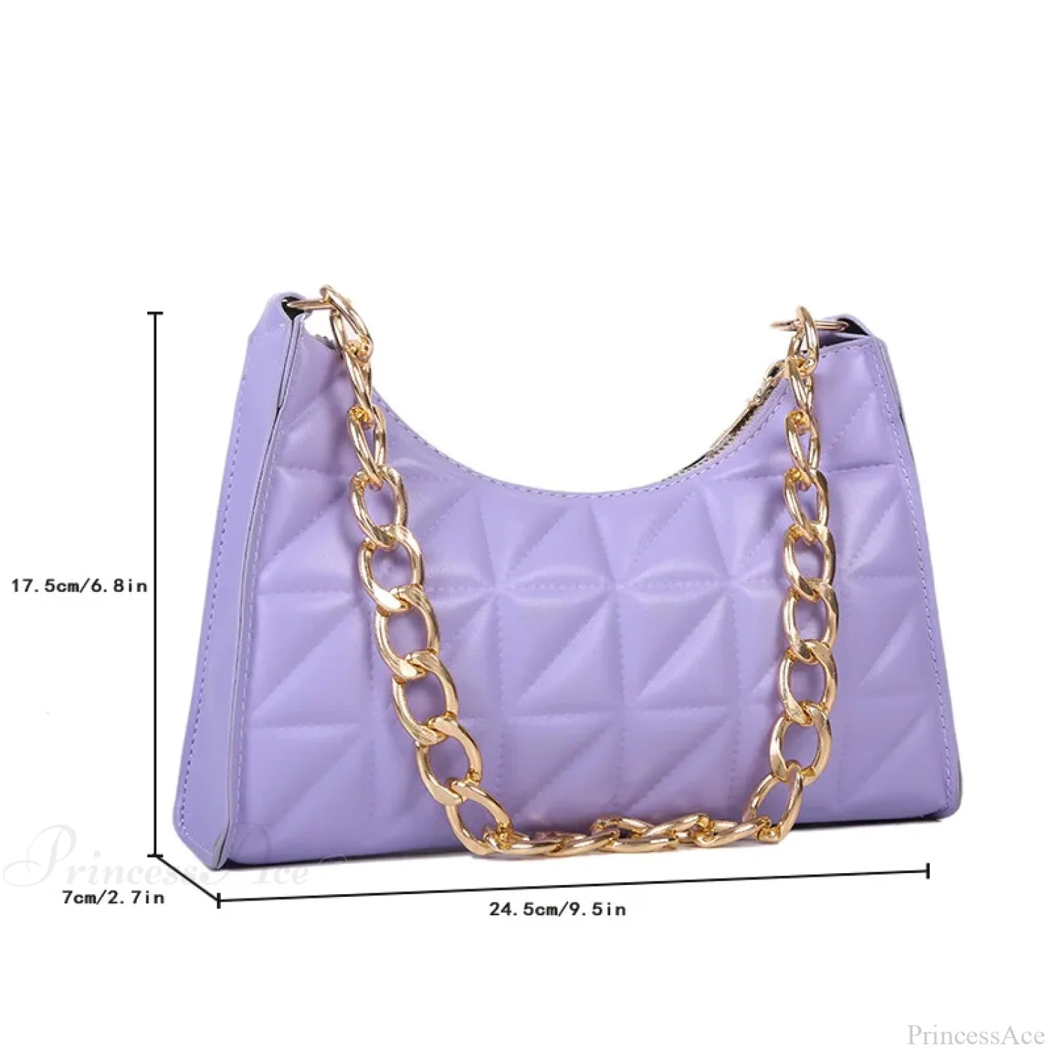 Diamond Pattern PU Leather Chain Shoulder Handbag handbag-250126