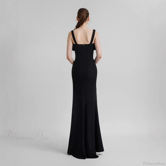 Diamond Strap Bow Slit Elegant Prom Dress promdress-250223
