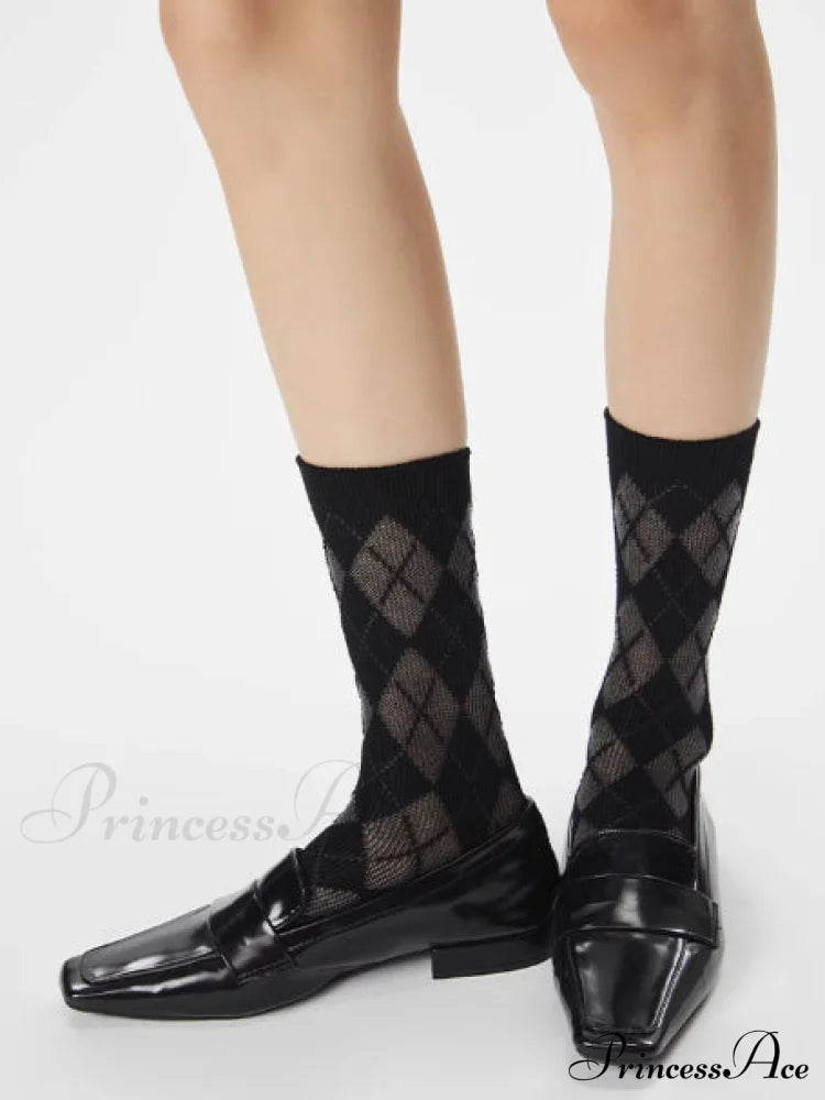 Diamonds Mid Graceful Calf Socks Black / One Size