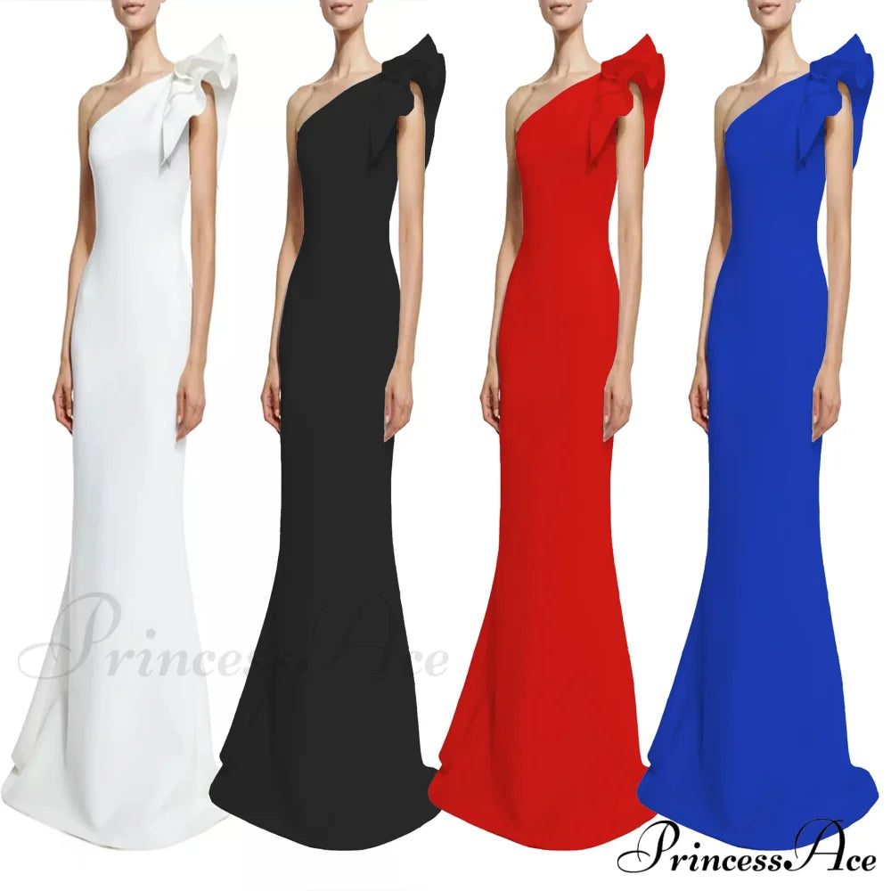 Diana Formal One Charming Shoulder Ruffle Dress S.o. Long Dresses