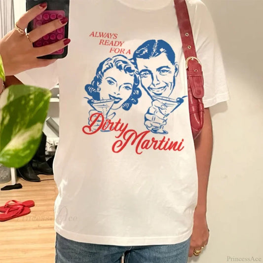 Dirty Martini Retro Cocktail T-shirt WHITE / S t-shirt-250223