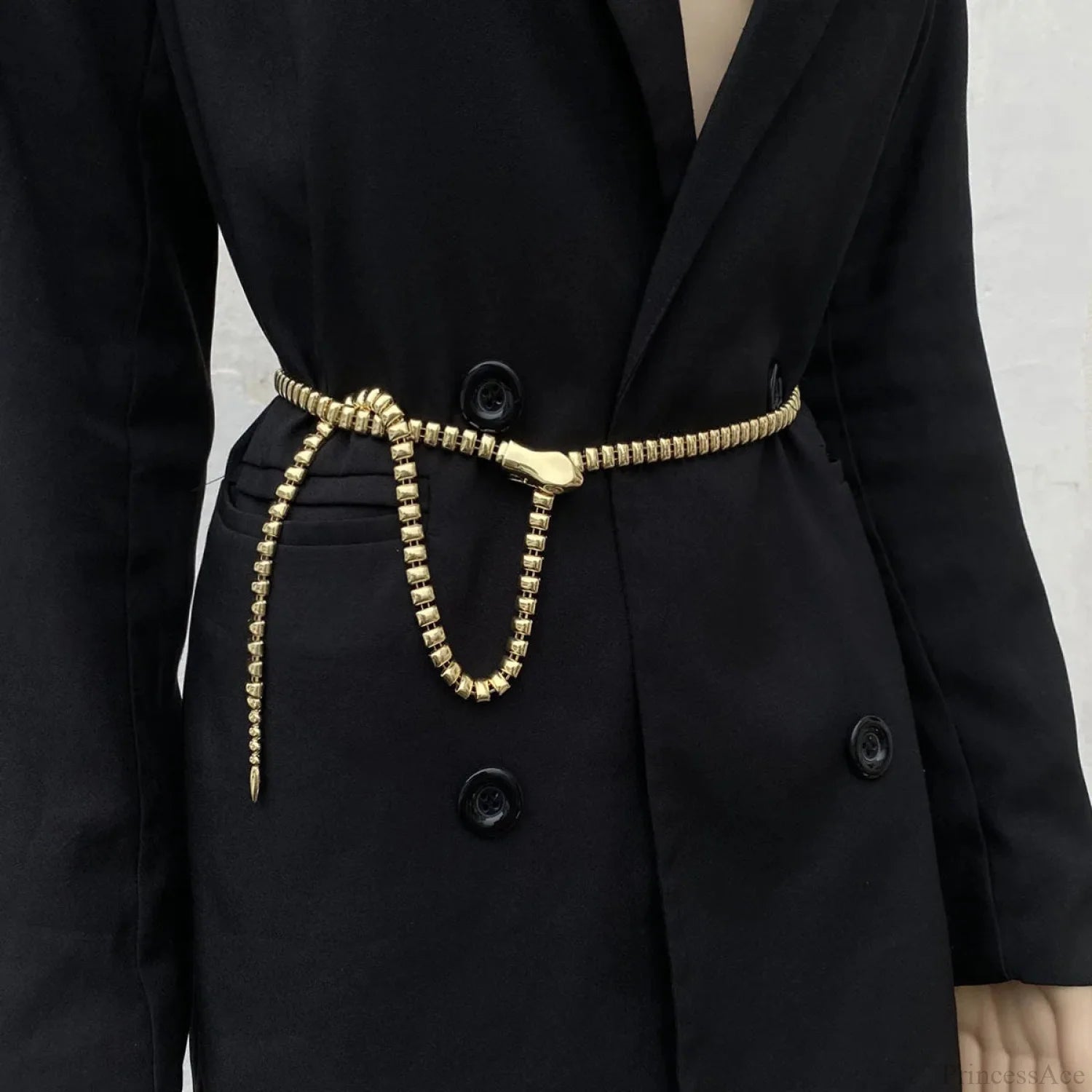 Distinct Gothic Serpent Head Metal Belt Gold