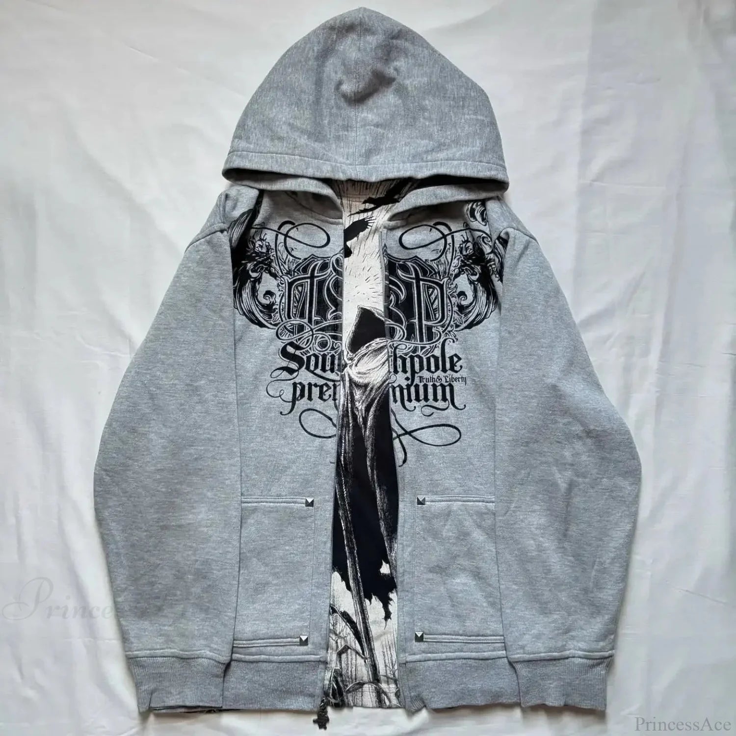 Distress Road Medieval Zip Hoodie gray1 / S