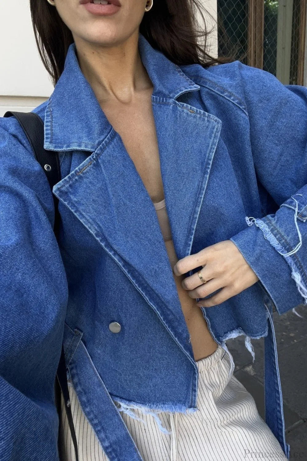 Distressed Lapel Denim Chic Jacket