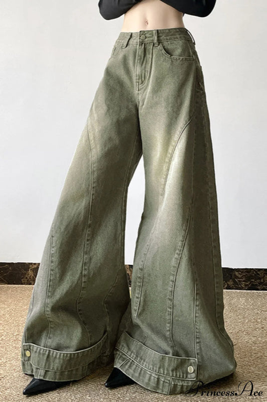 Distressed Low Waist Flared Wide Leg Jeans