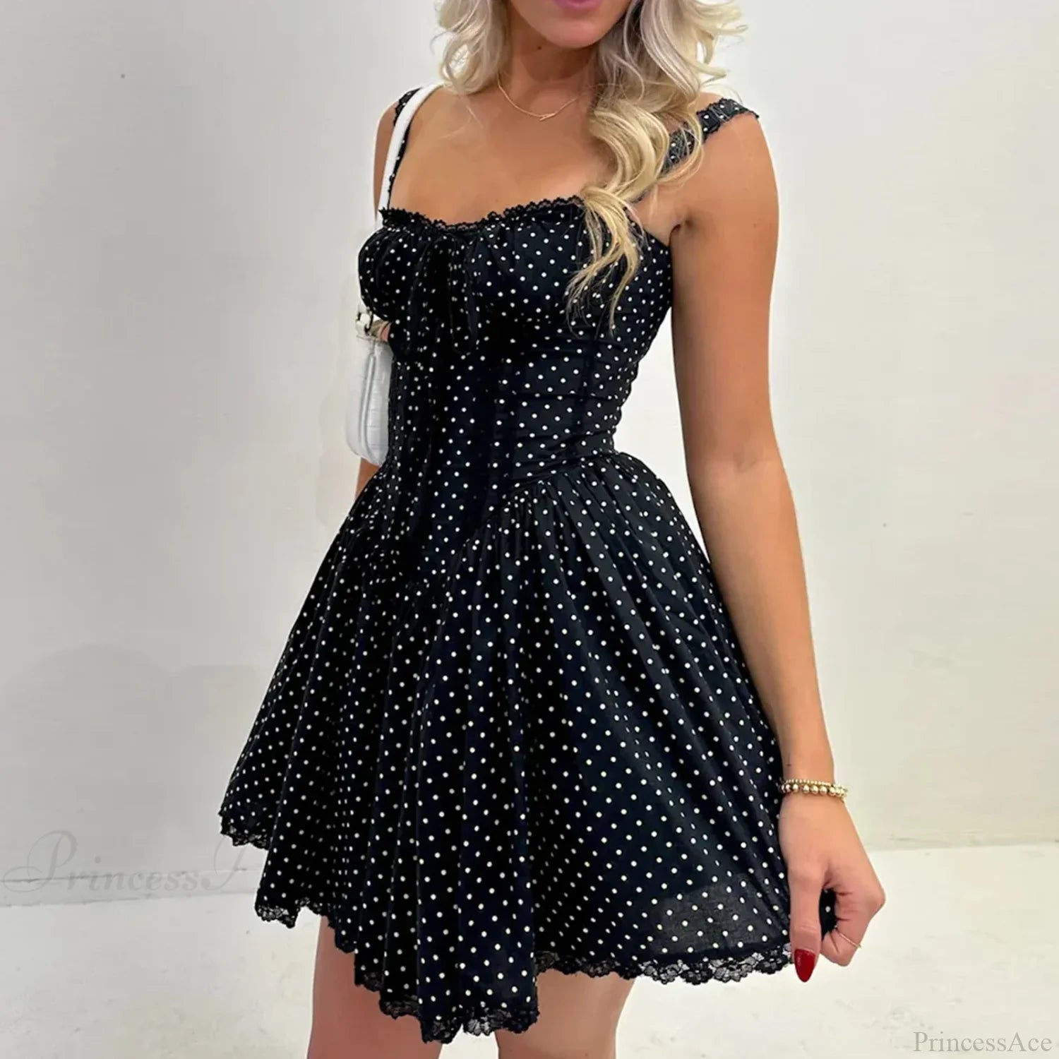 Dot Print Corset Mini Dress minidress-250223