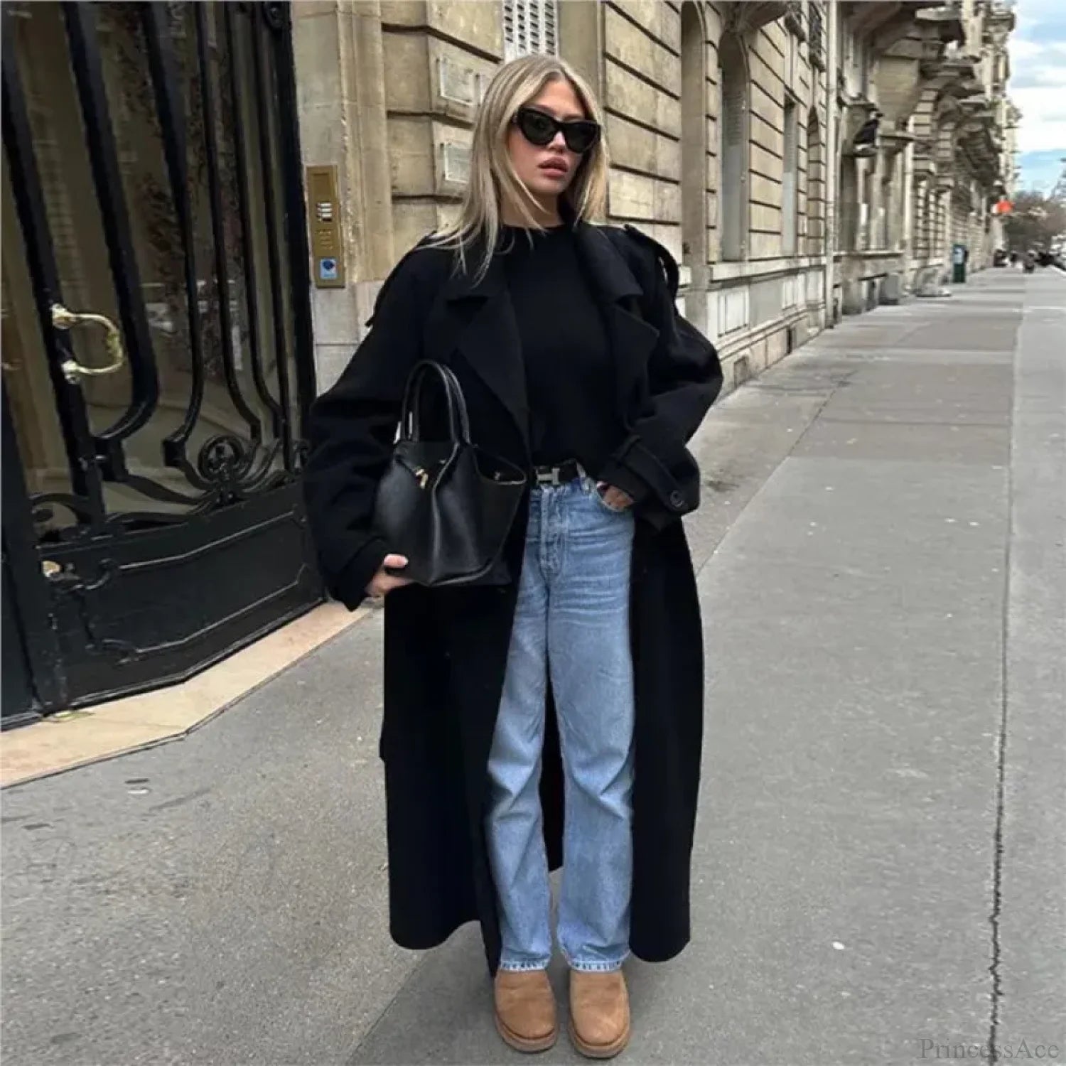 Double-Breasted Belted Oversized Overcoat