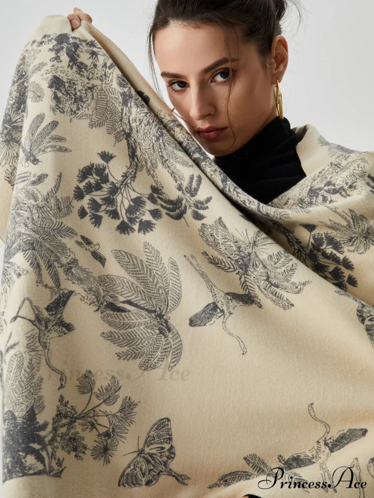 Double Face Graceful Jacquard Tassel Scarf Scarves