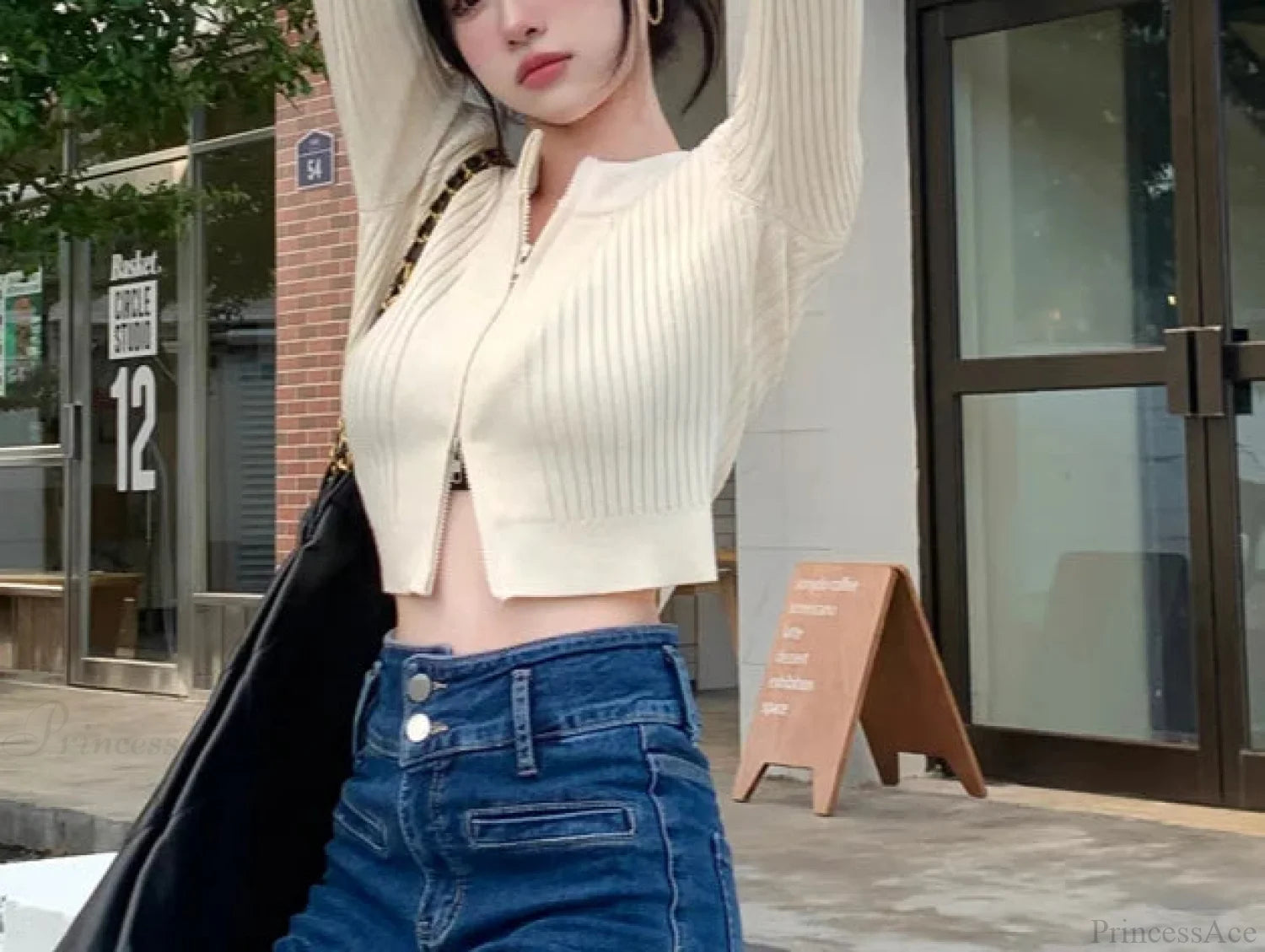 Double-Headed Zipper High Quality Knitted Cardigan Coat cardiagn-250126