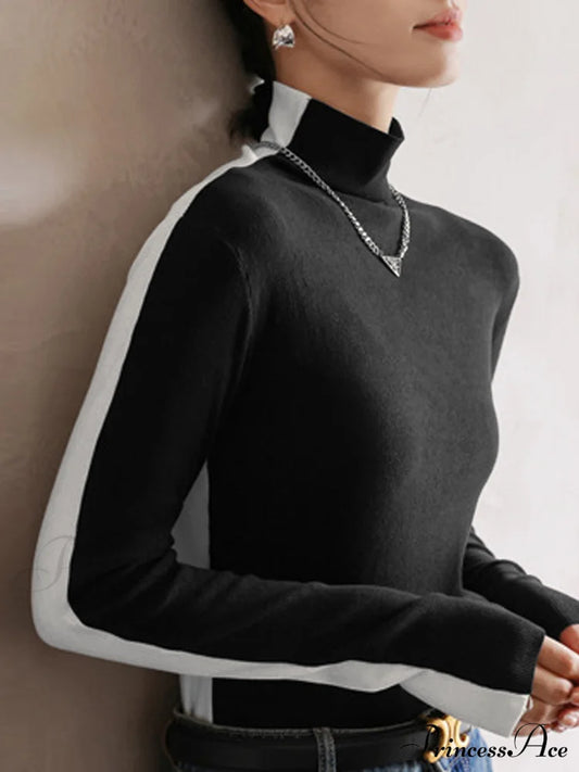 Double Sided Colorblock Trendy Long Sleeve Top T-Shirts