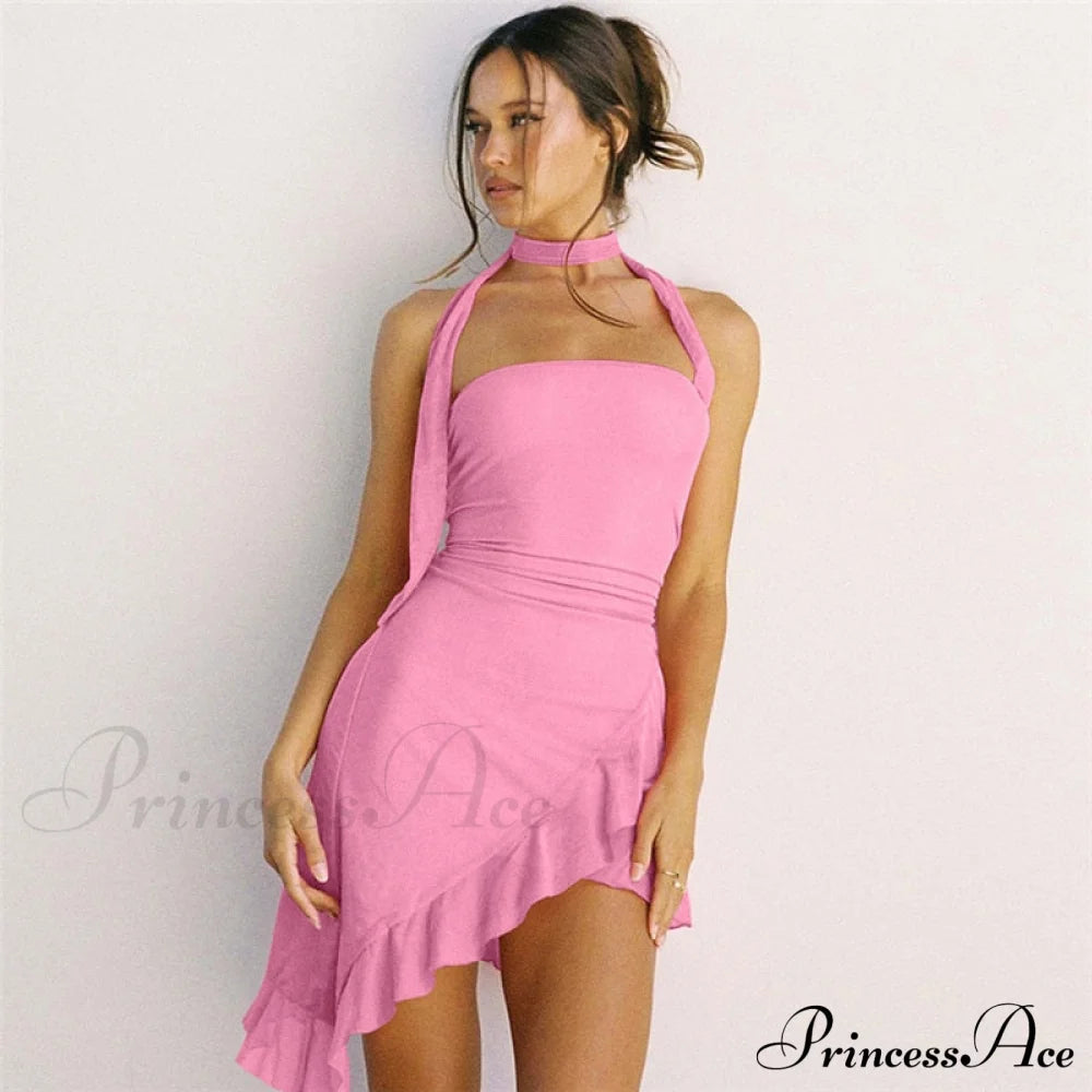 Draped Frill Stylish Tube Mini Dress