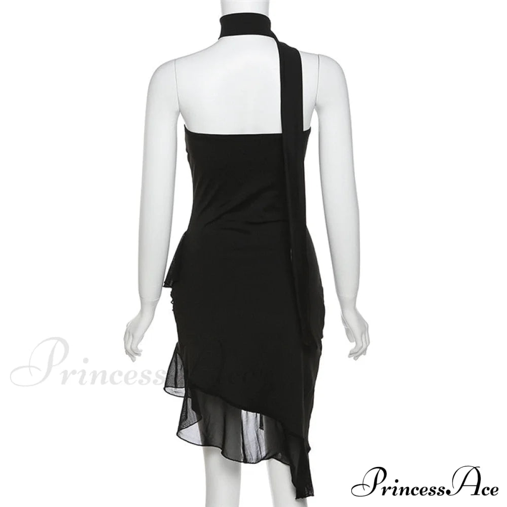 Draped Frill Stylish Tube Mini Dress