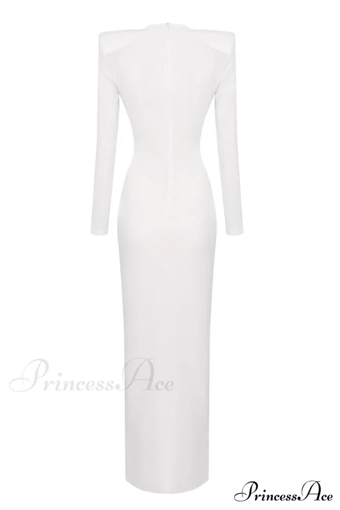 Draped Ring Detailed Charming Deep V Neck Dress