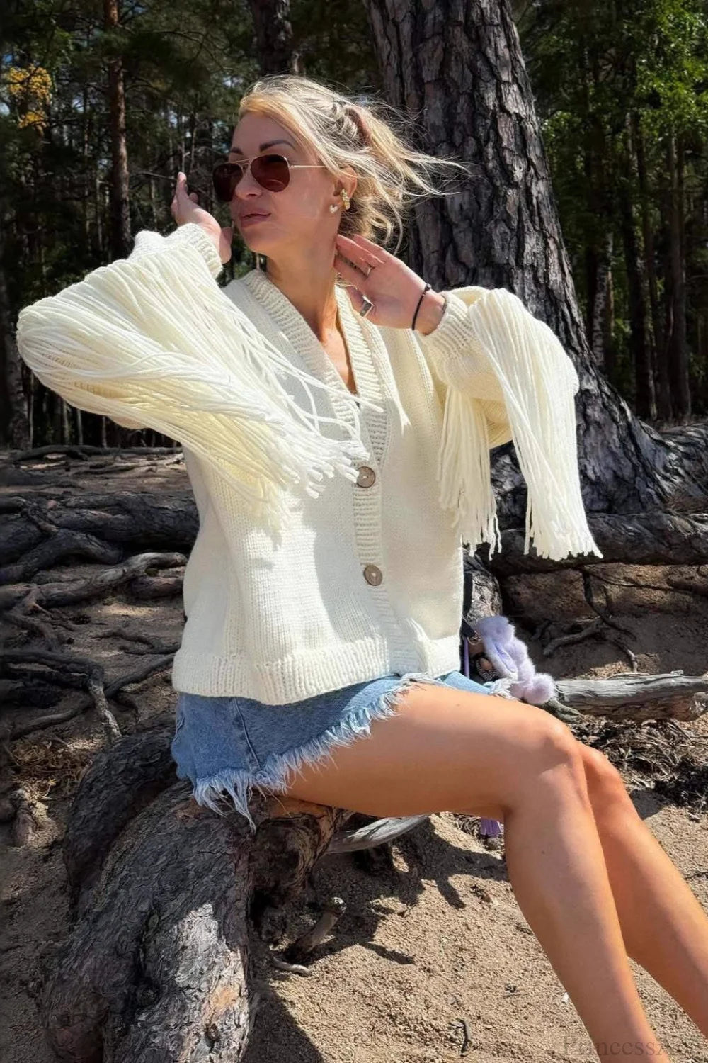 Duck Pattern Loose Knit Cardigan