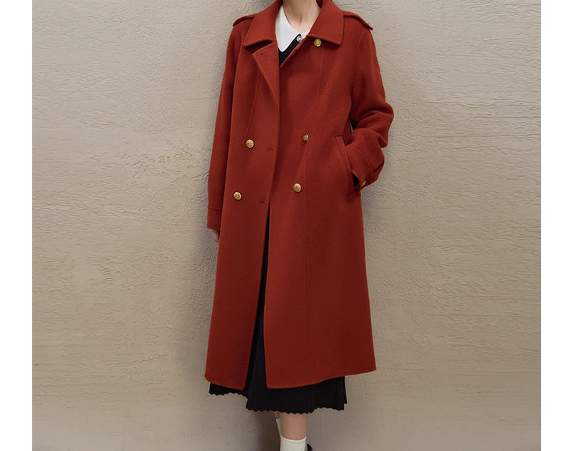 British Style Wool Red Coat Coats-241208