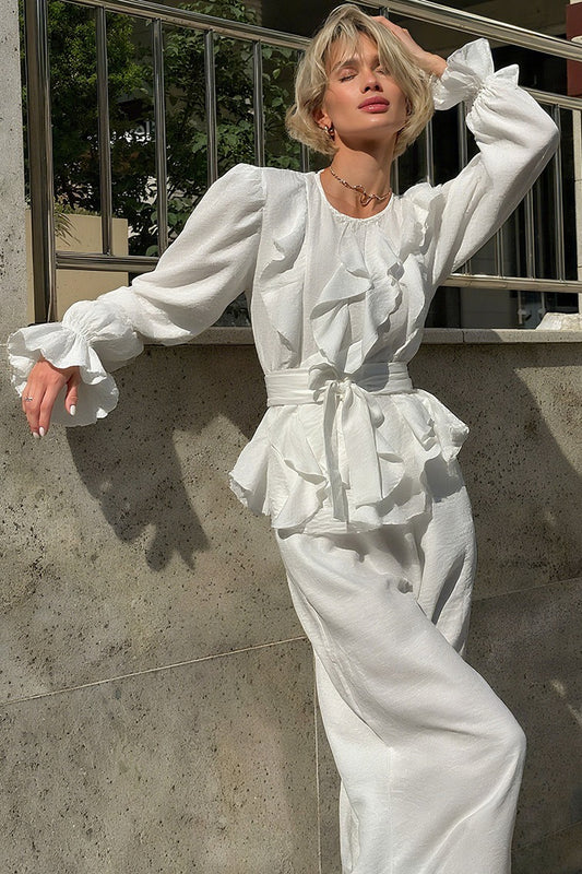 Ensemble deux pièces vintage haut à manches cloche et pantalon large