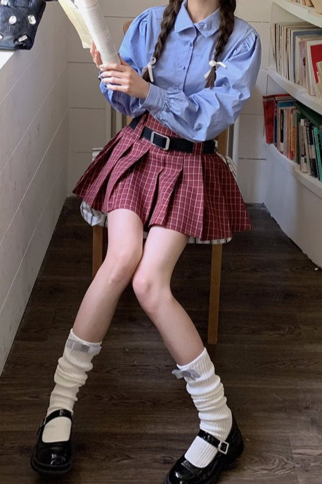 Plus Size Plaid Pleated Skirt