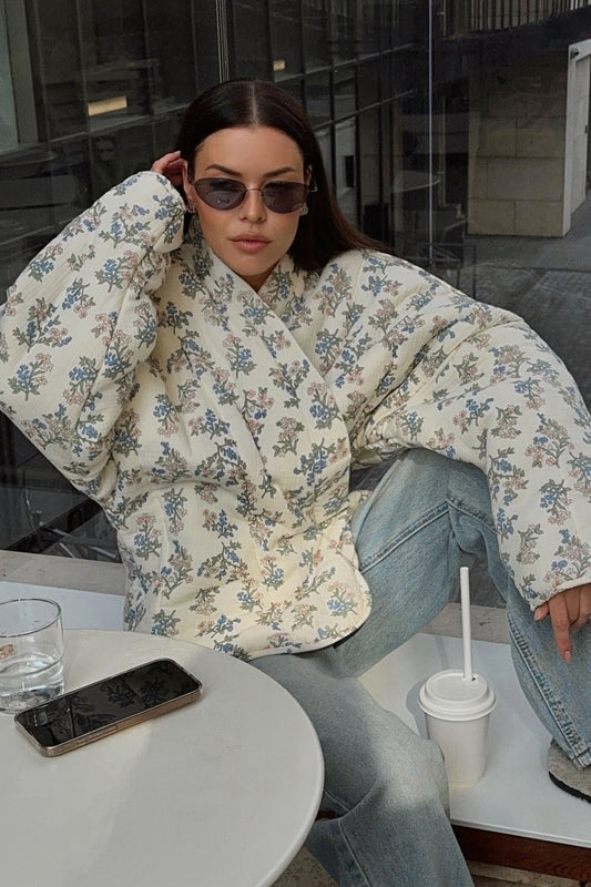 Manteau matelassé à imprimé floral vintage
