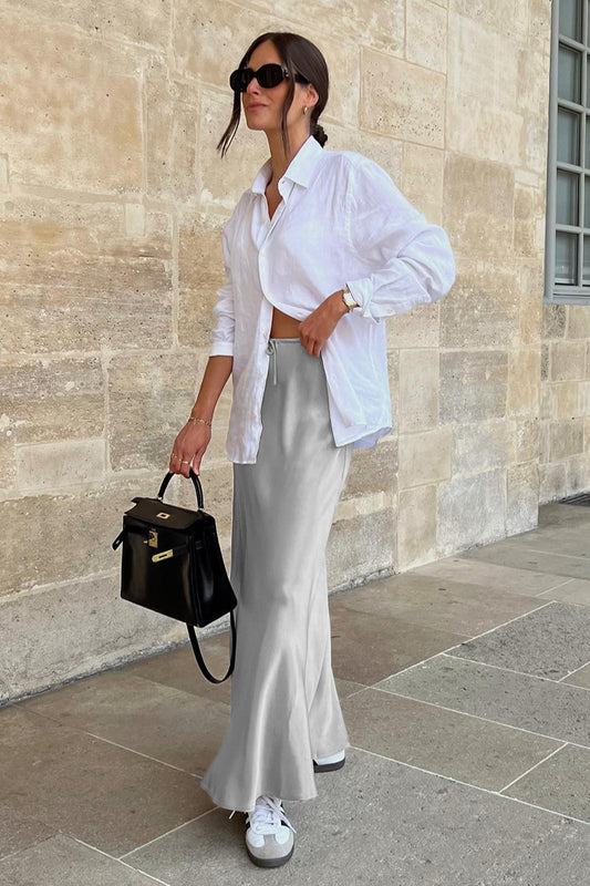 Jupe longue sirène taille haute à nouer