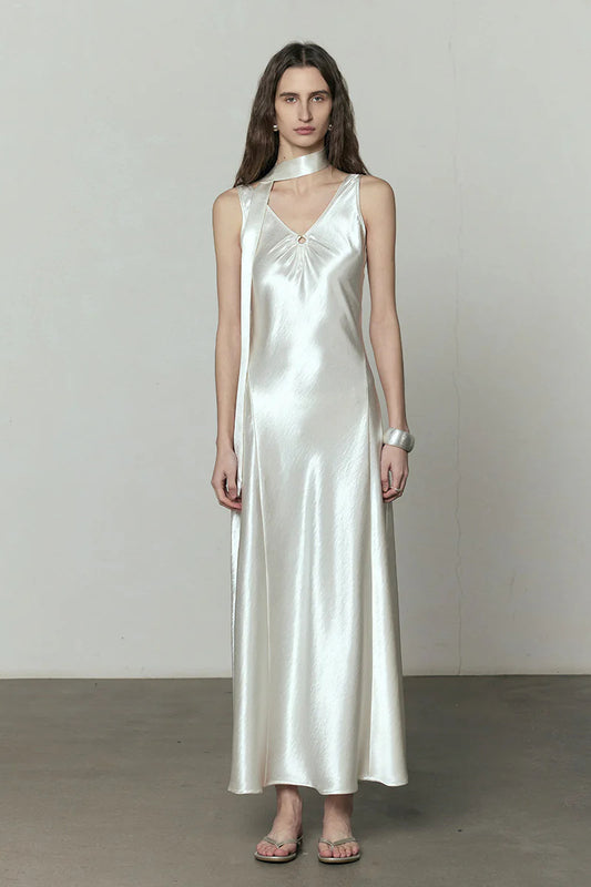 Robe longue à col en V New Temperament 