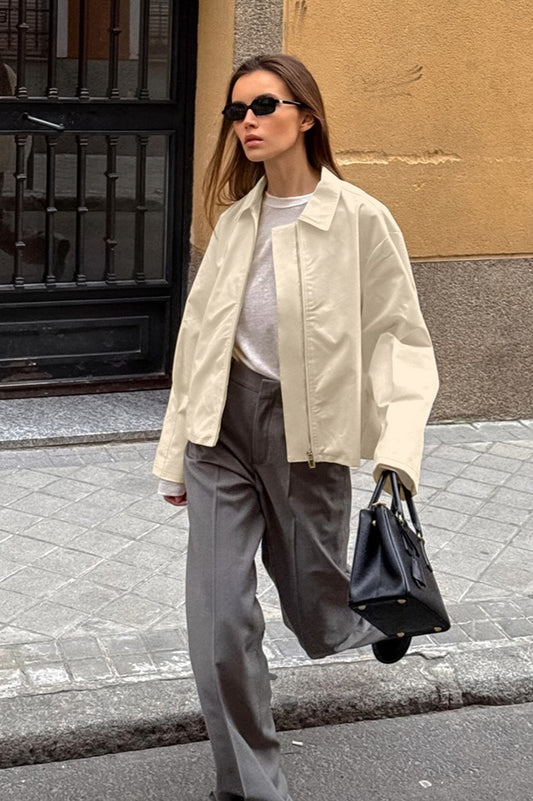 Veste ample en coton kaki