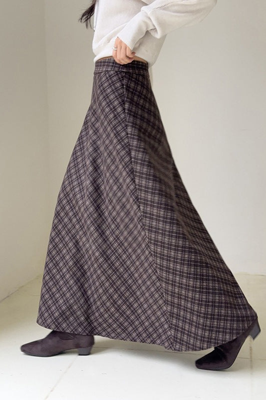Retro Plaid High-Waist Skirt
