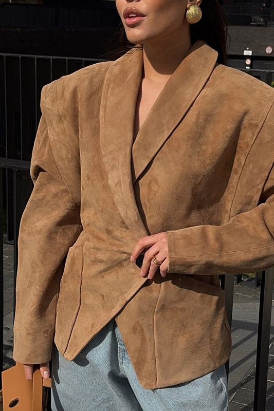 Manteau blazer rembourré aspect daim