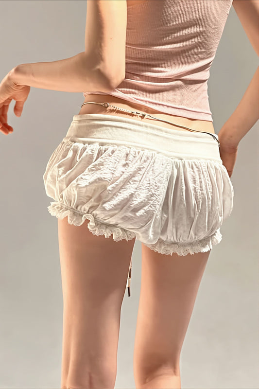 Low Waist Tie Plaid Print Tulip Shorts
