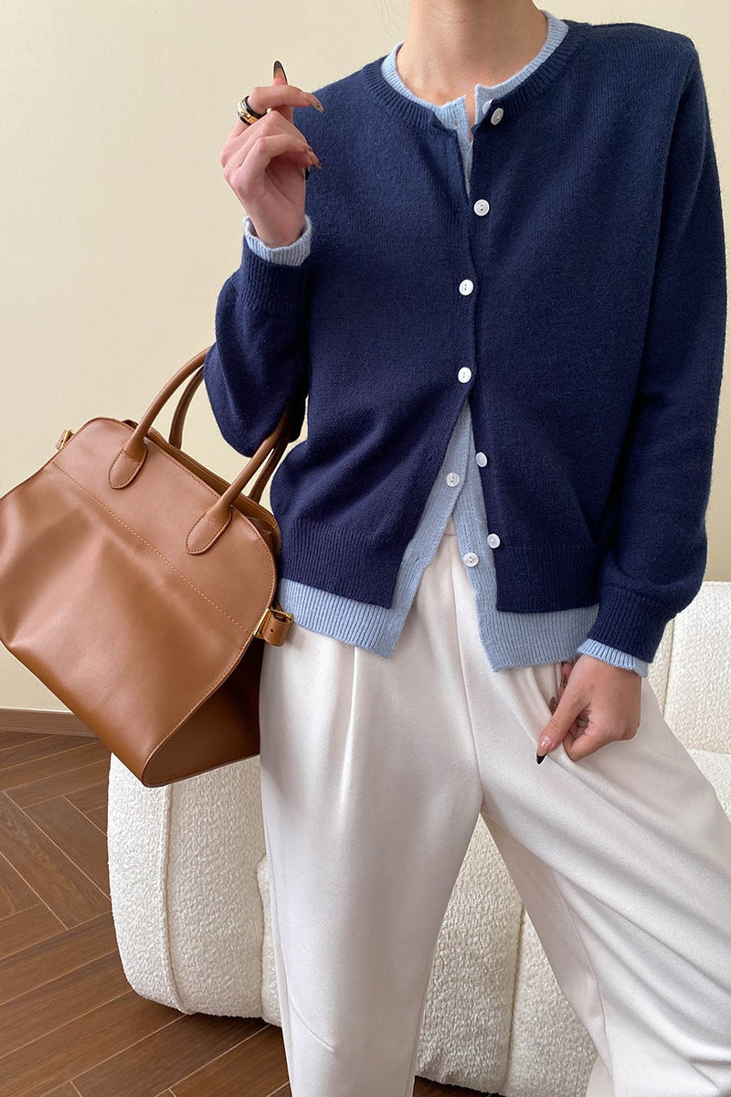 Contrast Panel Layering Cardigan