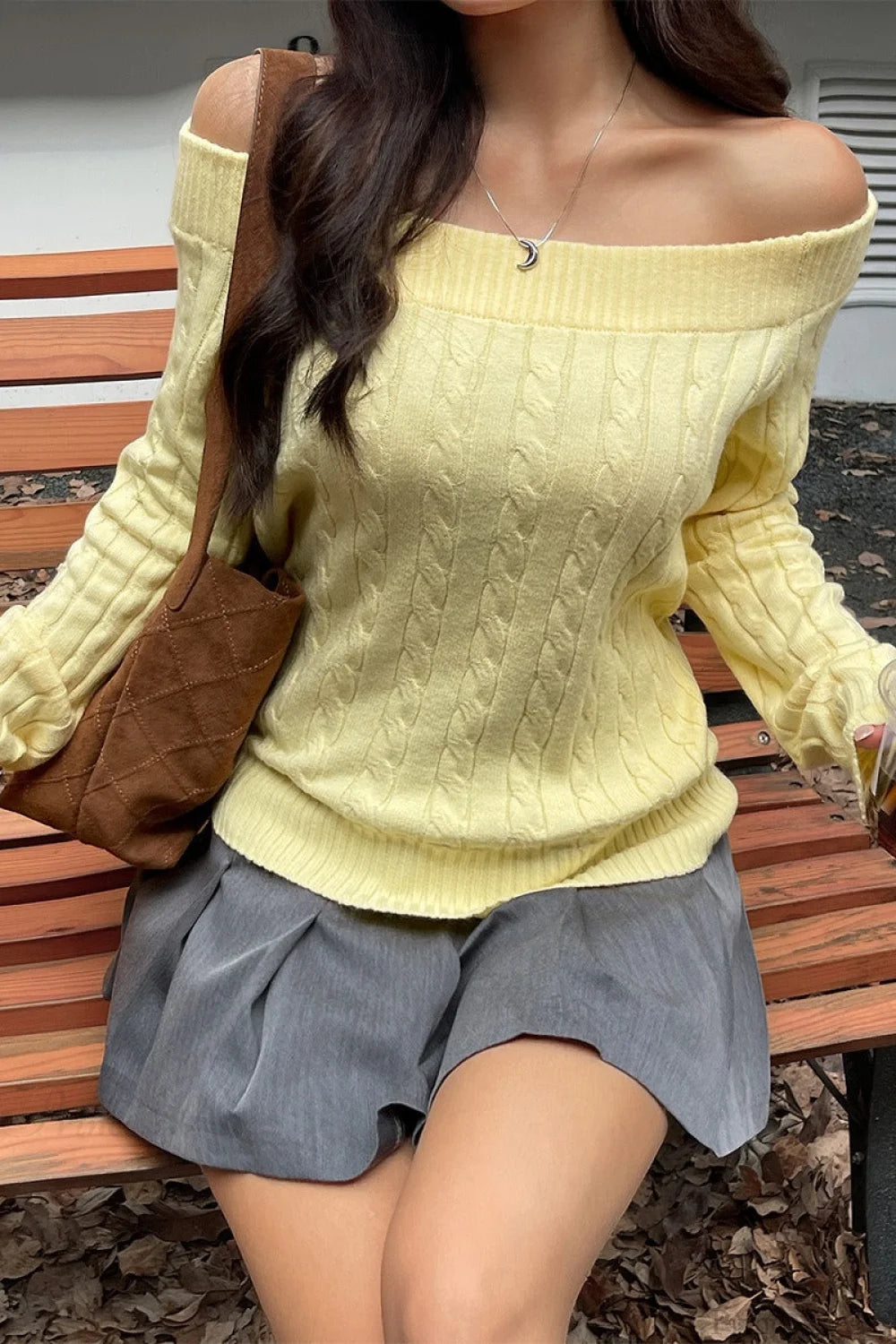 Edgy Long-Sleeve Knit Sweater
