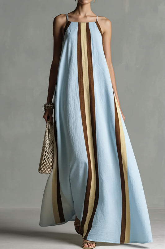 Vertical Stripe Swing Maxi Dress
