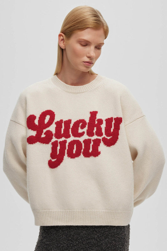 Printed Knit Round Neck Long Sleeve Blouse