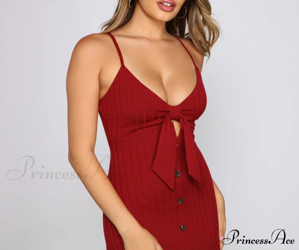 Effortless Style Stylish Tie-Front Maxi Dress Casual Dresses