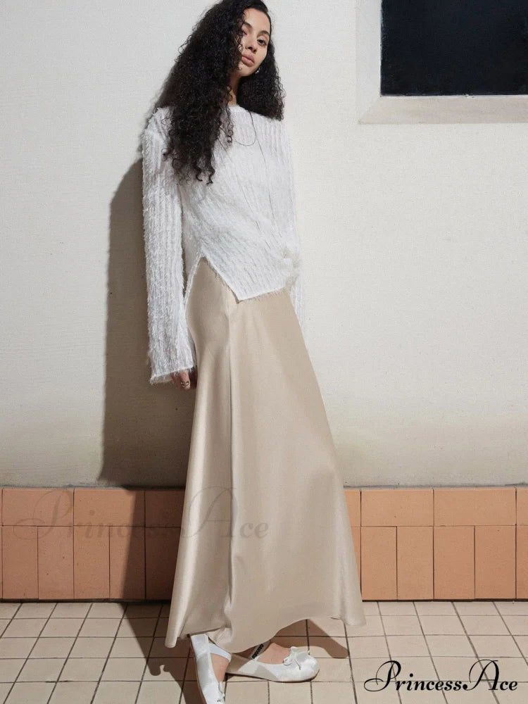 Effortlessly Split Graceful Long Sleeve Blouse Blouses