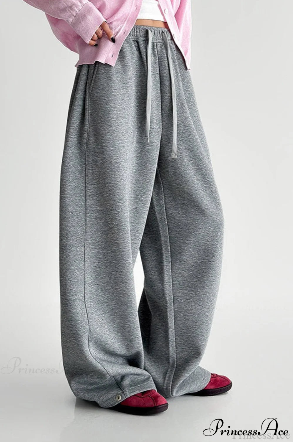 Elastic High-Waist Drawstring Wide Pants