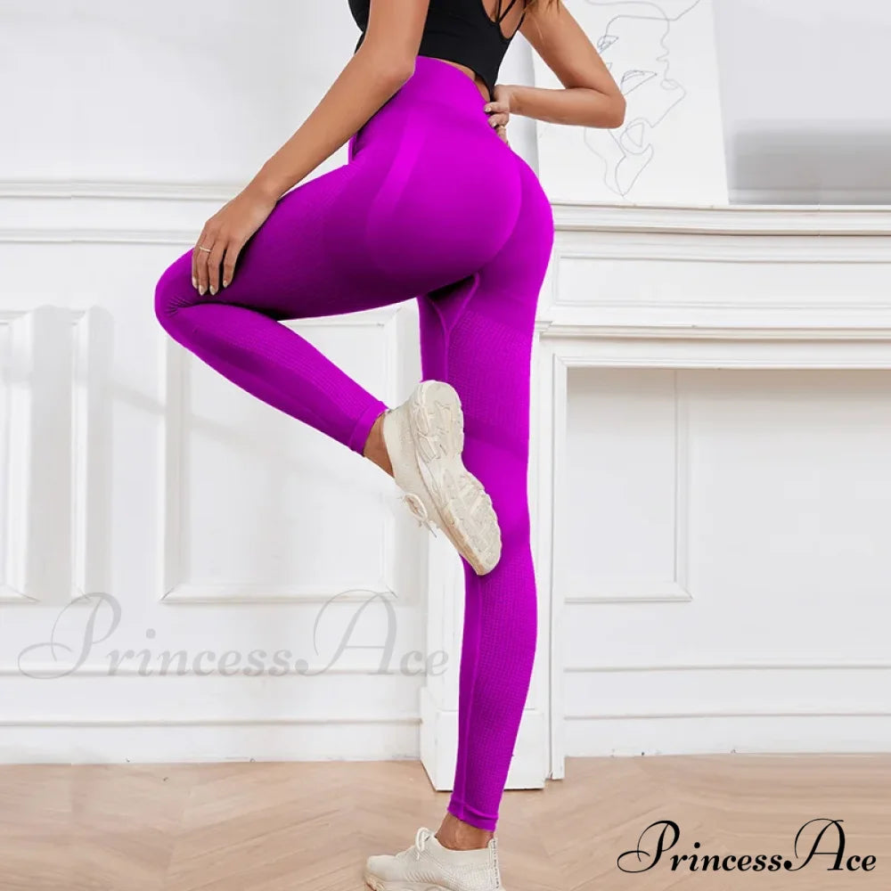 Elastic Hip Lifting Slim Gym Workout Legging Light Purple / S