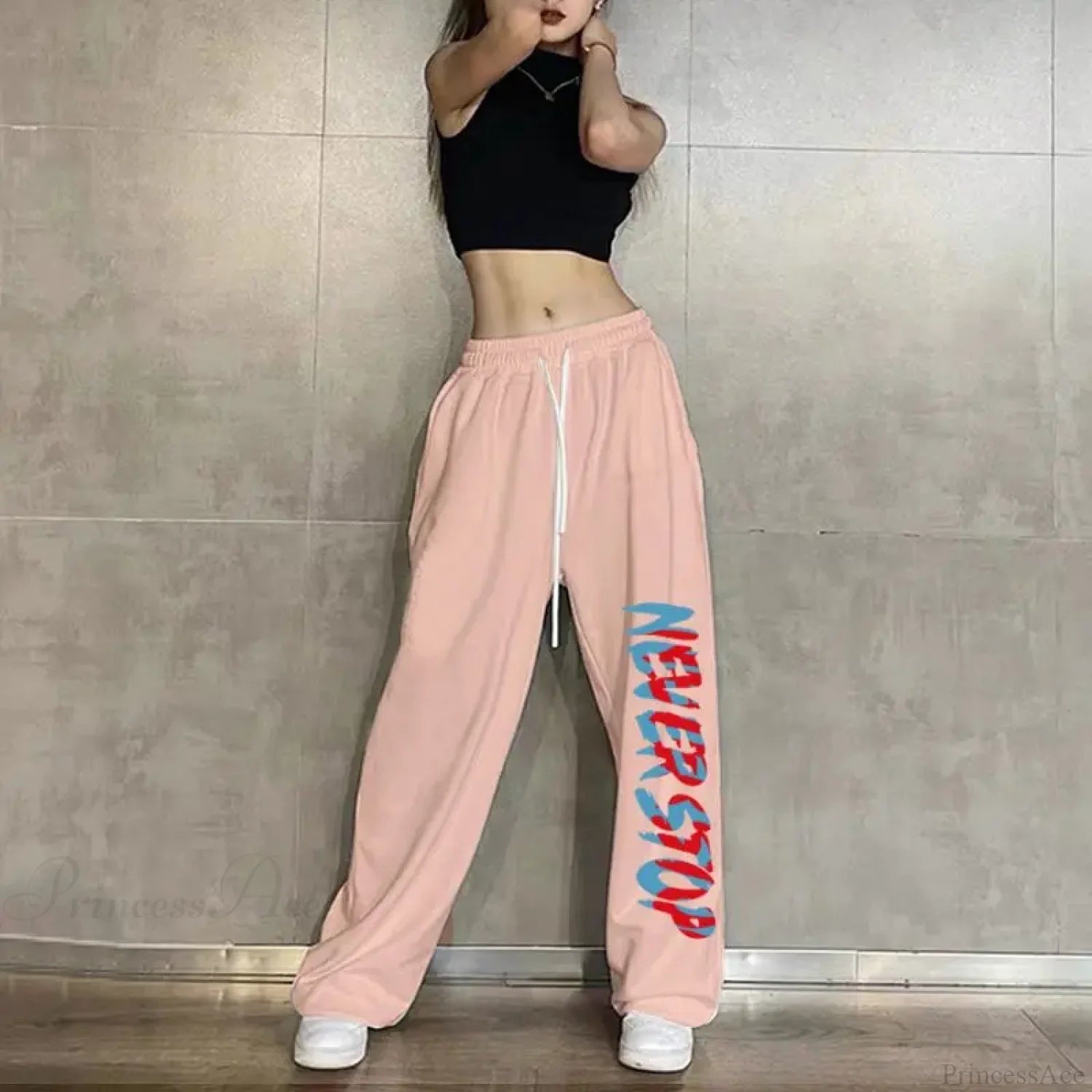 Elastic Waist Casual Jogging Pants 1 Pink / S (40-50KG)