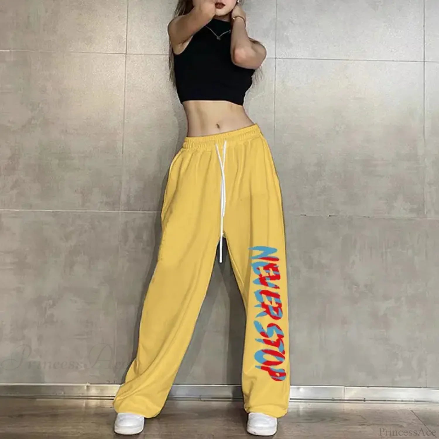 Elastic Waist Casual Jogging Pants 1 Yellow / S (40-50KG)