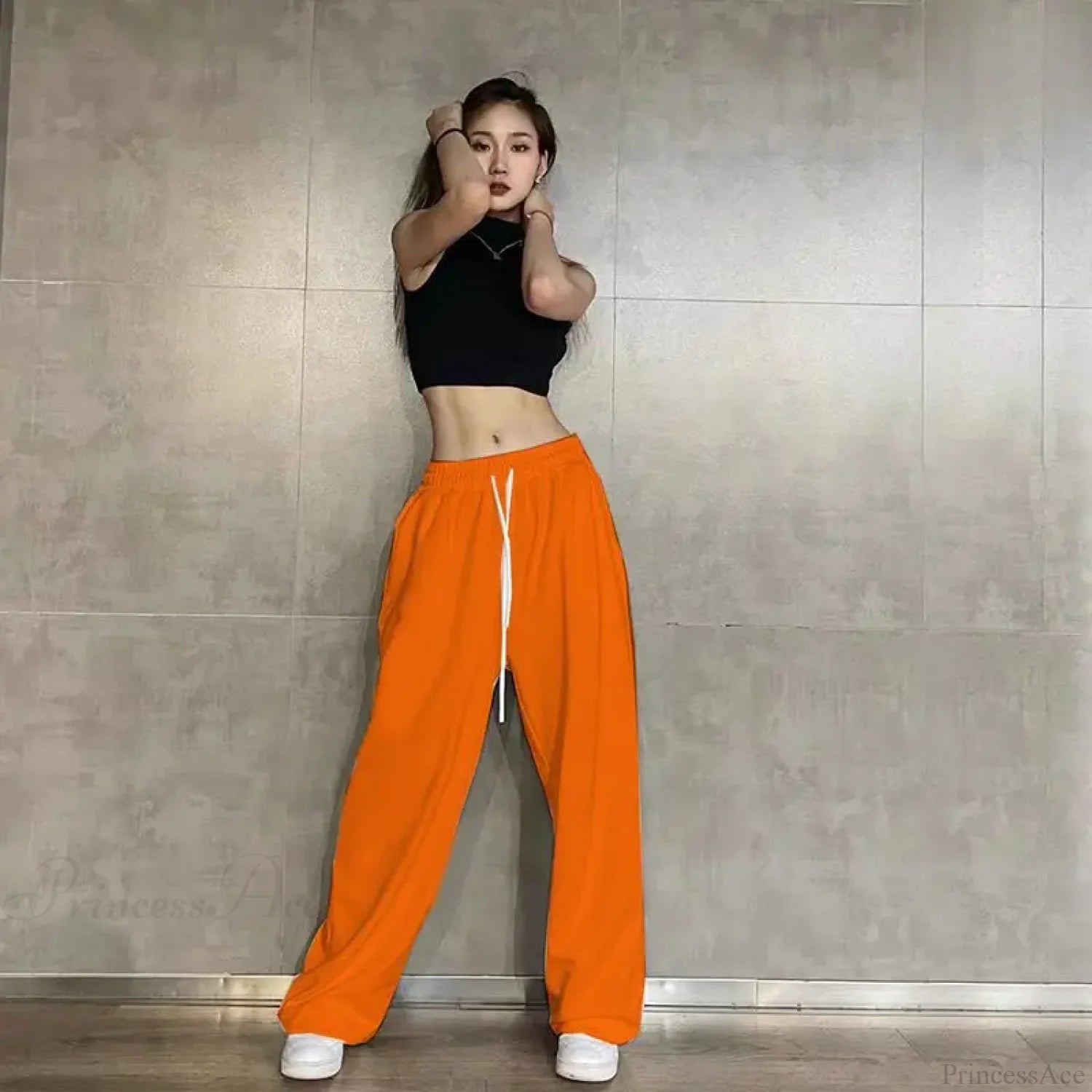 Elastic Waist Casual Jogging Pants Orange / S (40-50KG)