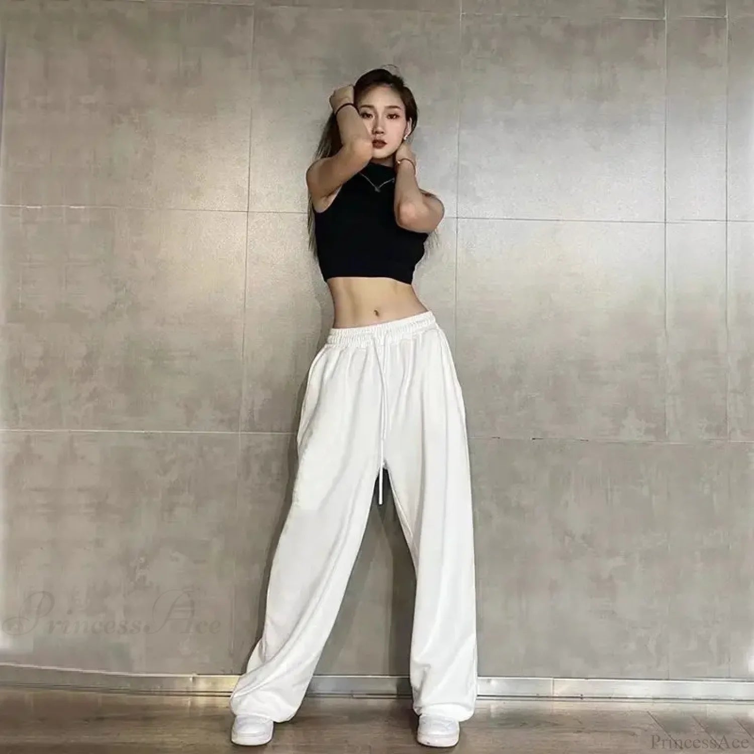 Elastic Waist Casual Jogging Pants White / S (40-50KG)