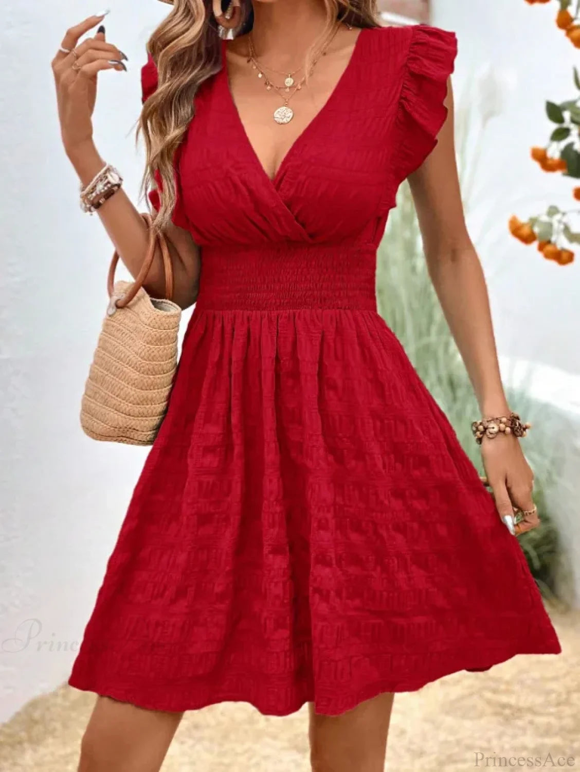 Elegant Casual Slim Sleeveless Holiday Beach Christmas Party Dress Dresses-L