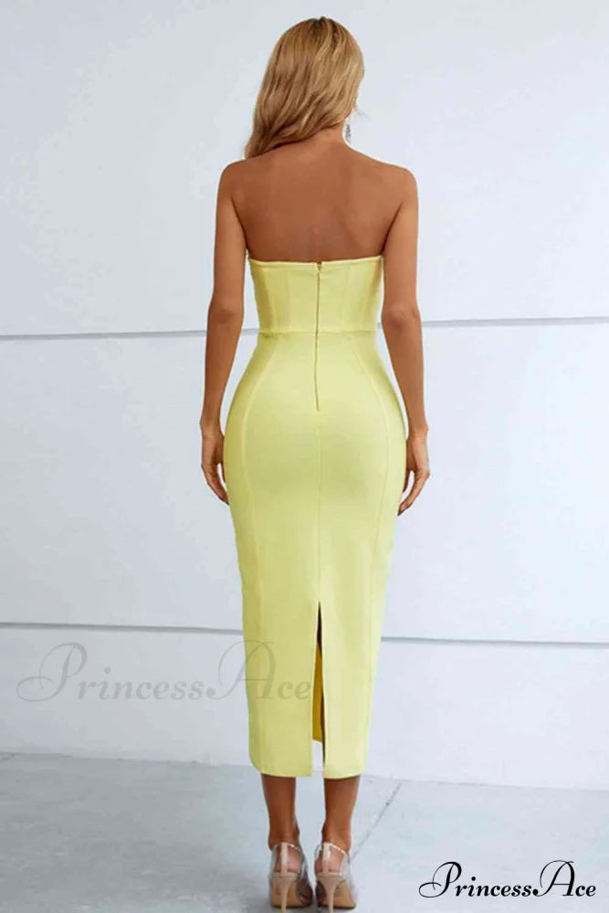 Elegant Enigma Bodycon Charming Corset Cocktail Midi Dress
