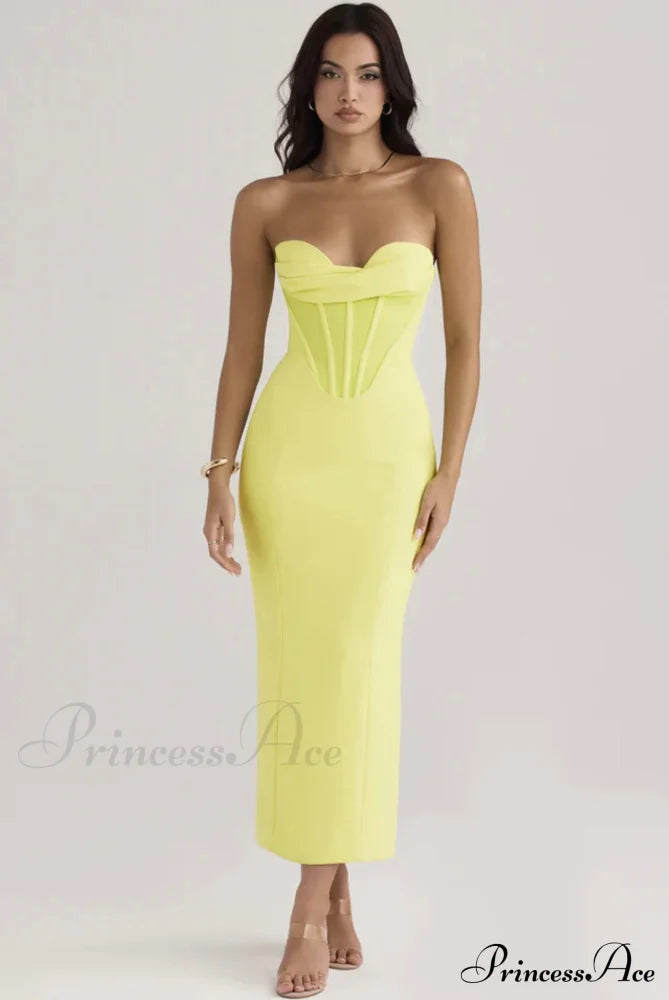 Elegant Enigma Bodycon Charming Corset Cocktail Midi Dress
