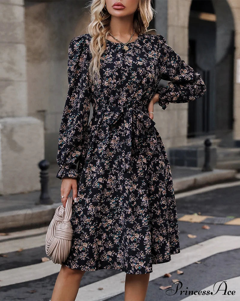 Elegant Floral Print Dress Dresses
